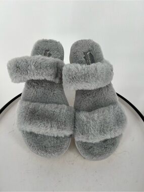 Koolaburra by Ugg Furr-ah Gray Plush Double-Strap Slide Slippers